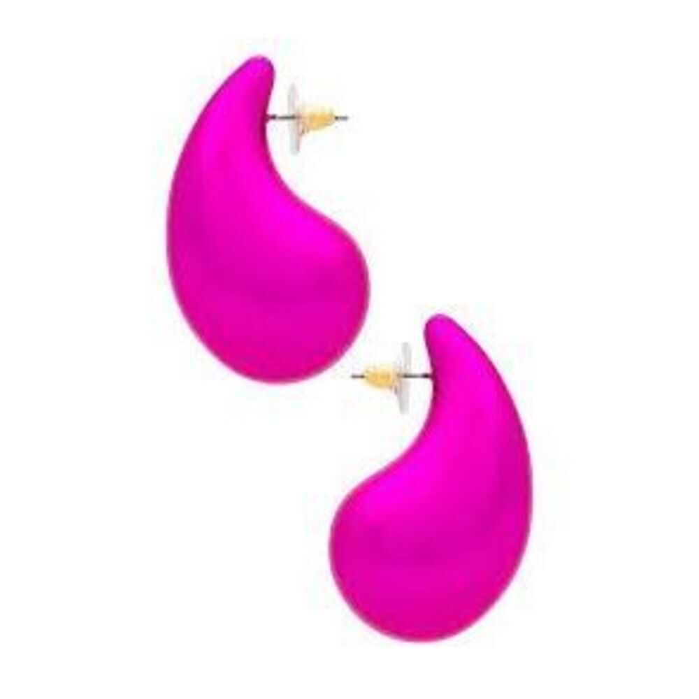 8 Other Reasons Oversized Droplet Earrings Metallic Pink Statement Maximalist